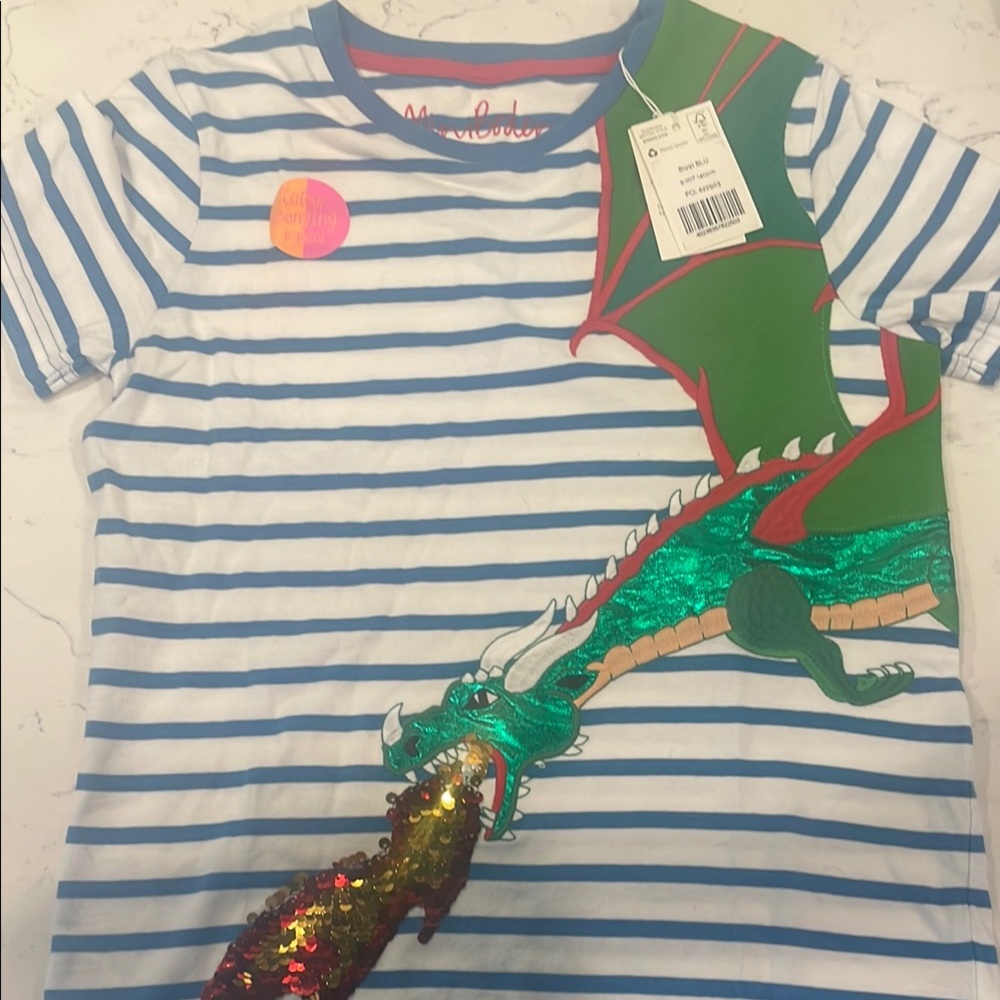 Boden Blue and Green Dinosaur Tee Short Sleeve